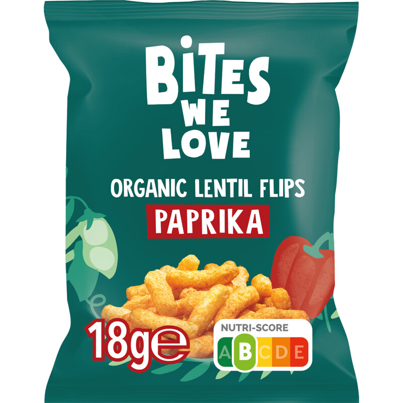Een afbeelding van BitesWeLove Organic lentil flips paprika