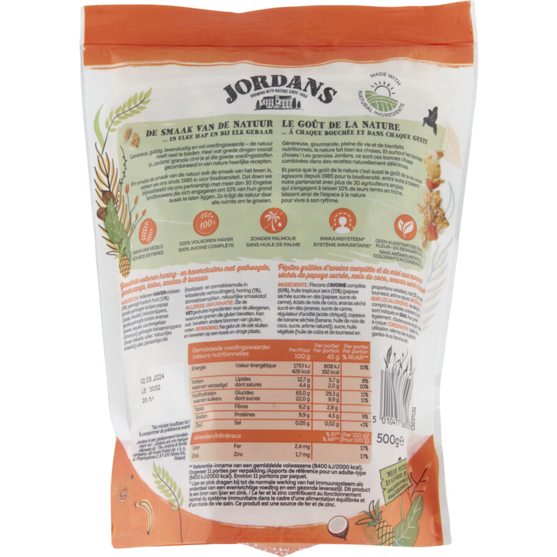 Een afbeelding van Jordans Crunchy tropical fruits granola