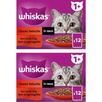 Een afbeelding van Whiskas 1+ Classic selectie Kattenvoer 2-pack