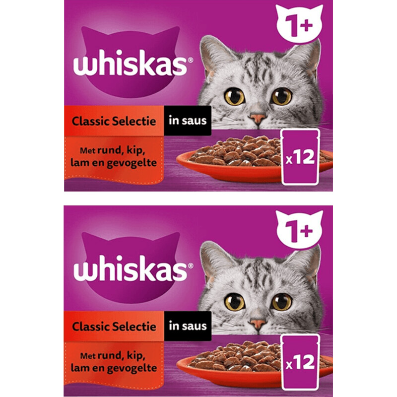 Whiskas 1+ Classic selectie Kattenvoer 2pack bestellen Albert Heijn