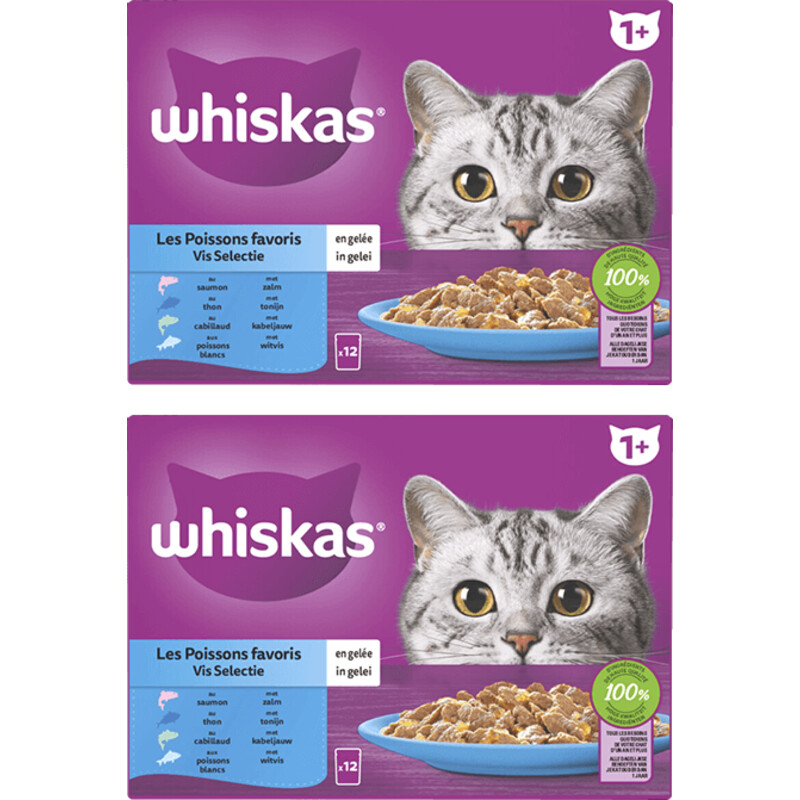 Whiskas 1+ Vis selectie kattenvoer 2pack bestellen Albert Heijn
