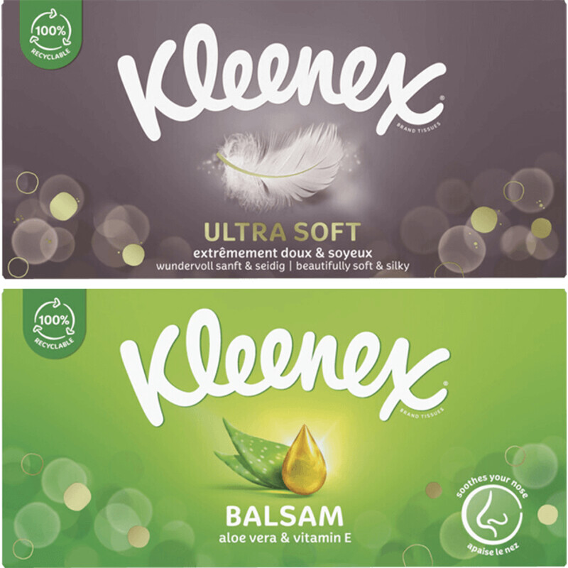 Een afbeelding van Kleenex Balsam & UltraSoft tissue Pakket