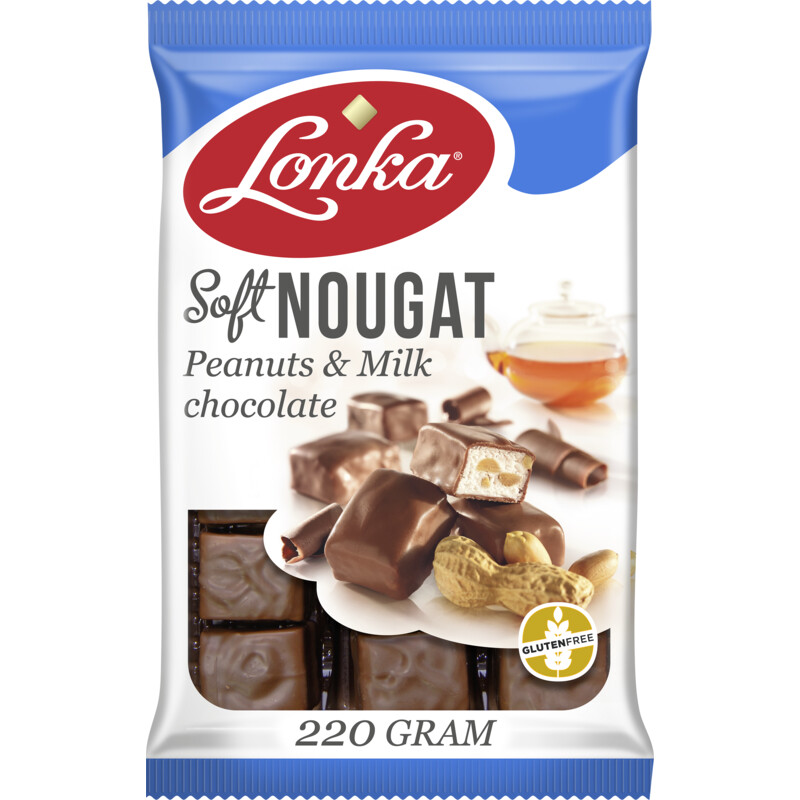 Een afbeelding van Lonka Soft nougat pinda's & melkchocolade