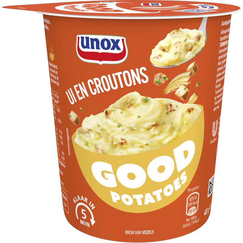 Een afbeelding van Unox Good potatoes ui en croutons