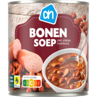 Een afbeelding van AH Bonensoep met plakjes rookworst