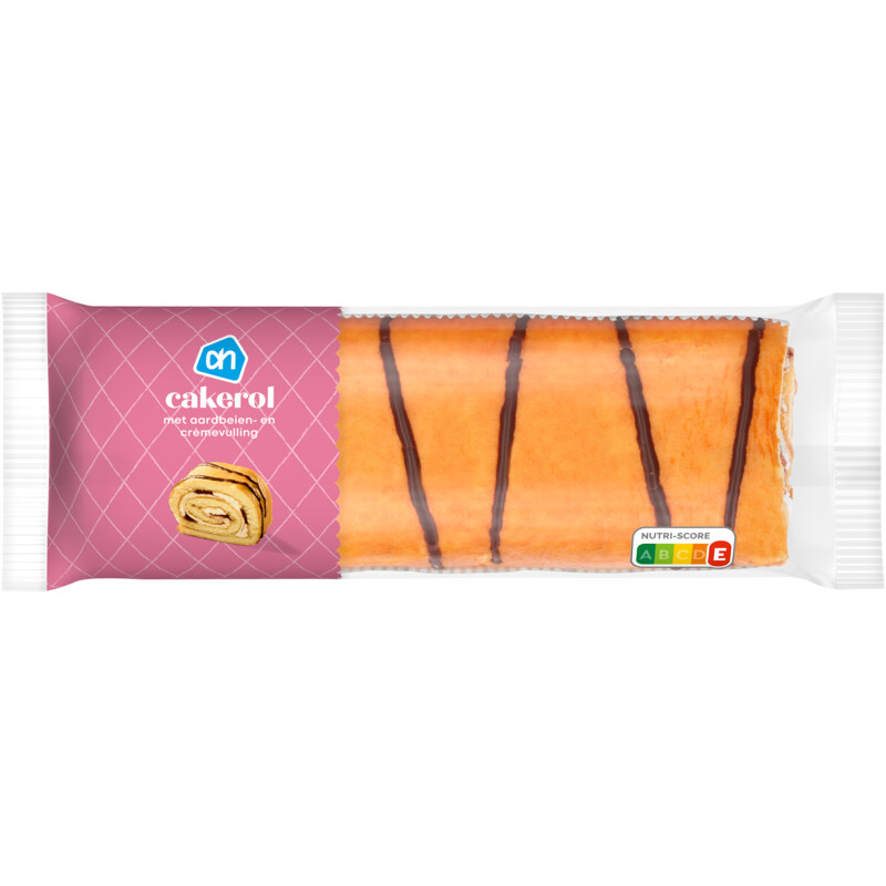 Een afbeelding van AH Cakerol met aardbeien en crèmevulling