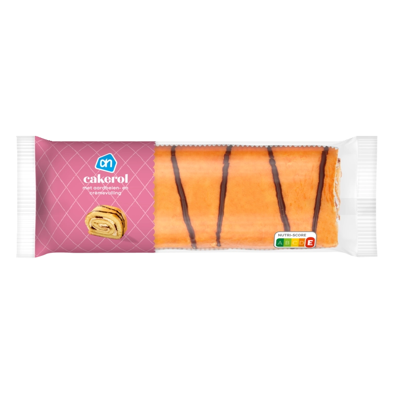 Cakerol met aardbeien en crèmevulling