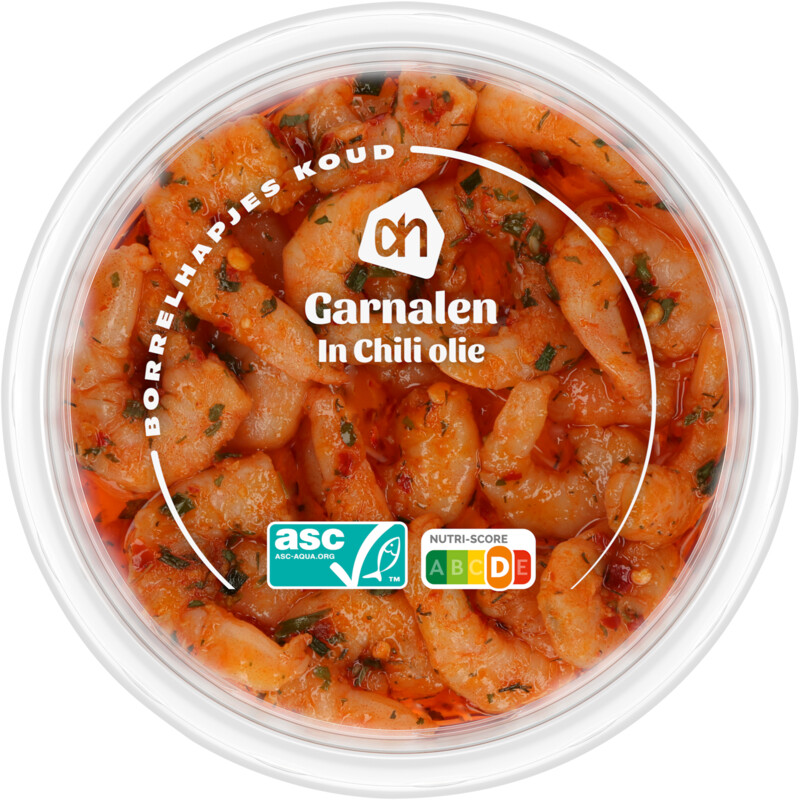 Een afbeelding van AH Garnalen in chili olie