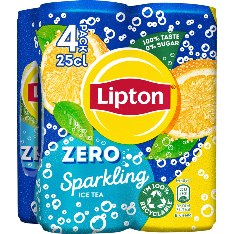 Een afbeelding van Lipton Ice tea sparkling zero sugar 4-pack
