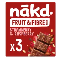 Nakd. Fruit & fibre bars strawberry raspberry
