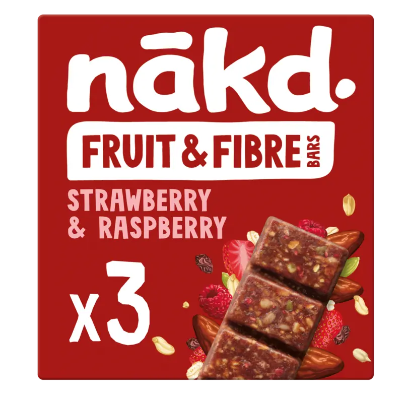 Nakd. Fruit & fibre bars strawberry raspberry
