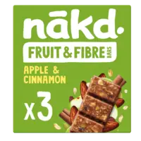 Nakd. Fruit & fibre bars apple & cinnamon