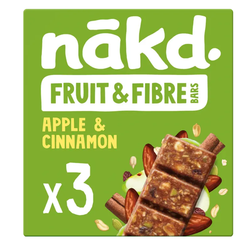 Nakd. Fruit & fibre bars apple & cinnamon