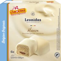 Een afbeelding van IJsboerke Leonidas manon glacé roomijspralines bel
