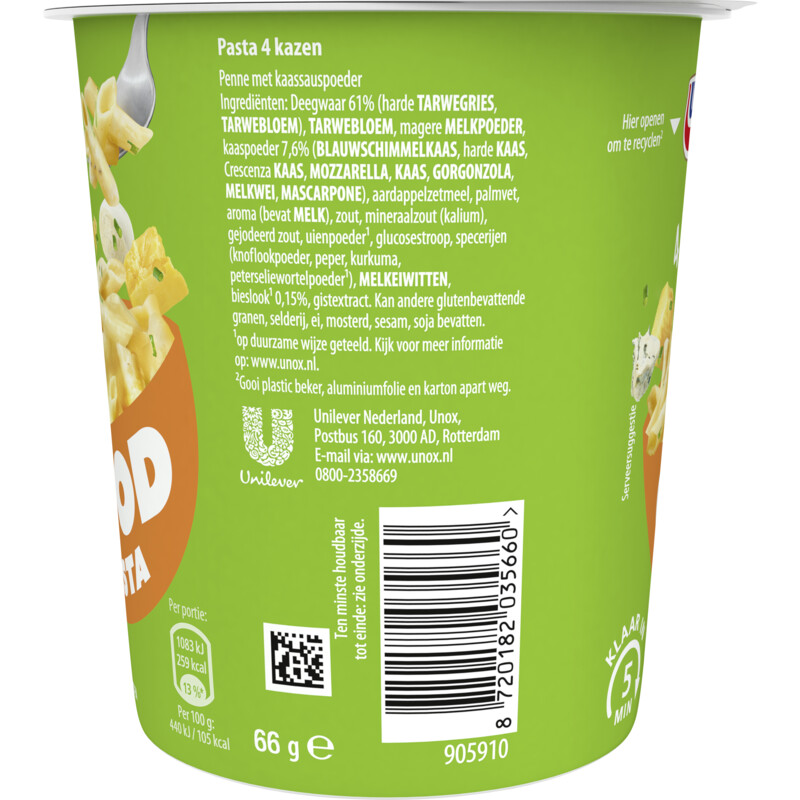 Een afbeelding van Unox Good pasta 4 kazen