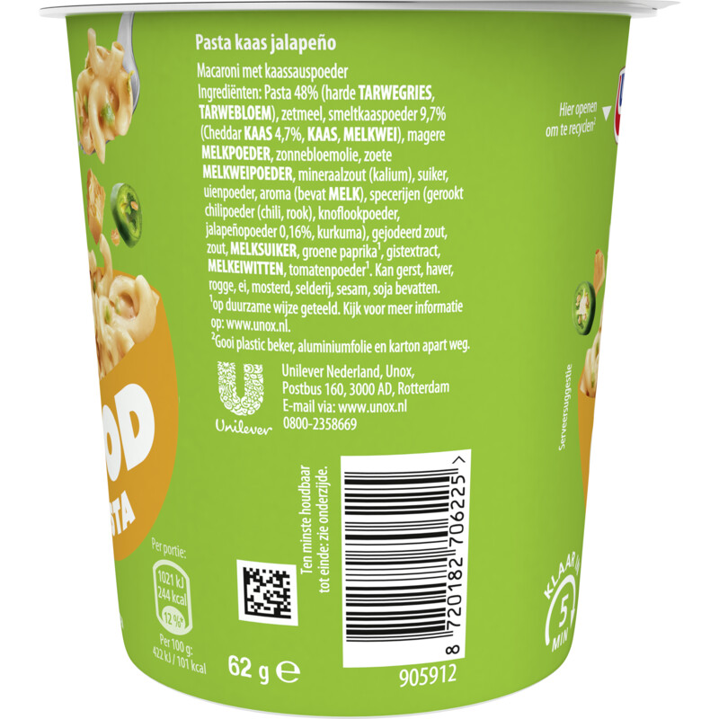 Een afbeelding van Unox Good pasta kaas jalapeño