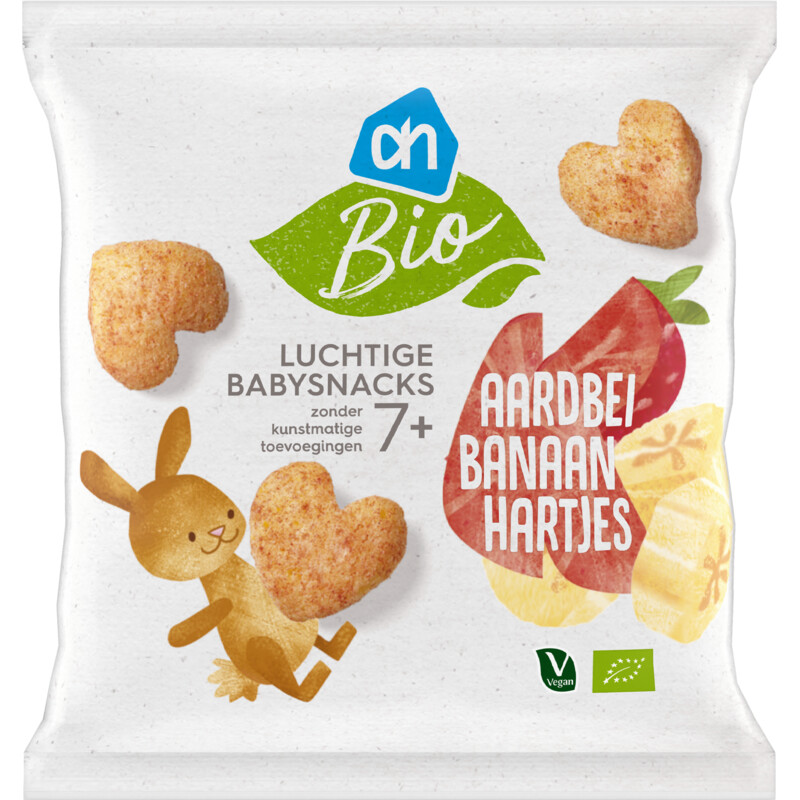 Een afbeelding van AH Biologisch Luchtige babysnacks aardbei banaan 7m+