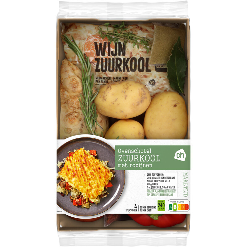 Een afbeelding van AH Ovenschotel zuurkool verspakket