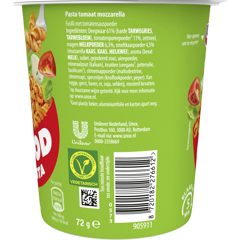 Een afbeelding van Unox Good pasta tomaat mozzarella
