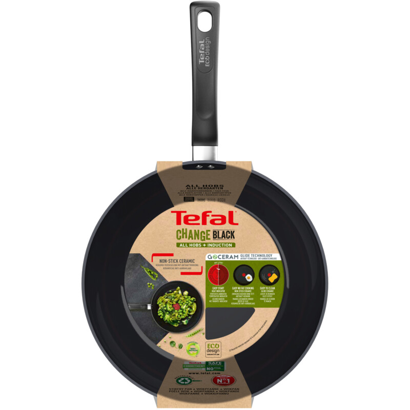 Een afbeelding van Tefal Change black wok 28cm