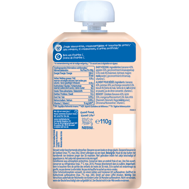 Een afbeelding van Nestlé Sunny fruits knijpfruit banaan 12m+