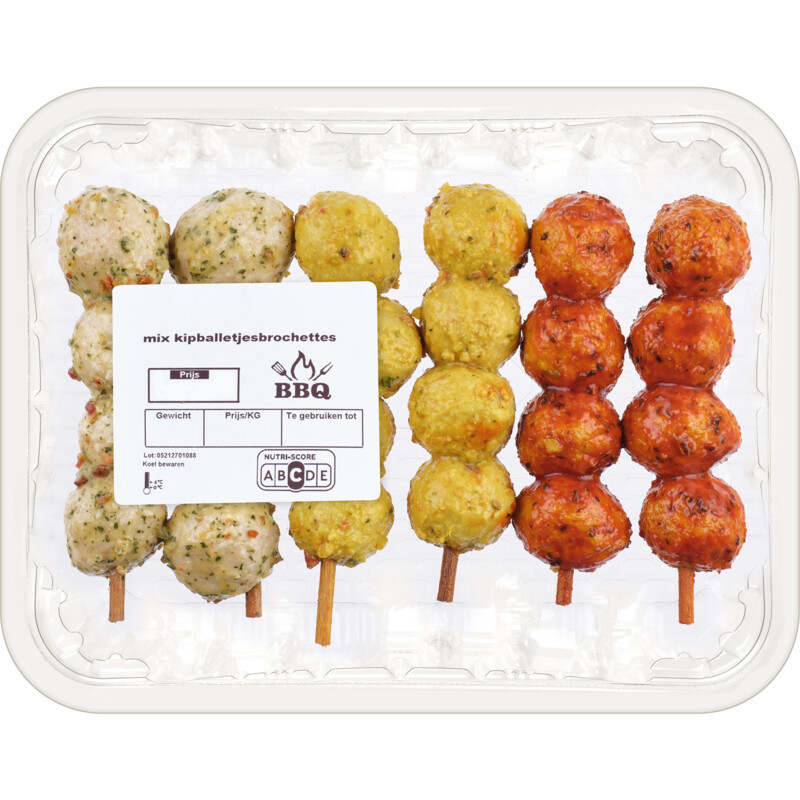 Een afbeelding van Mix kipballetjesbrochettes bel