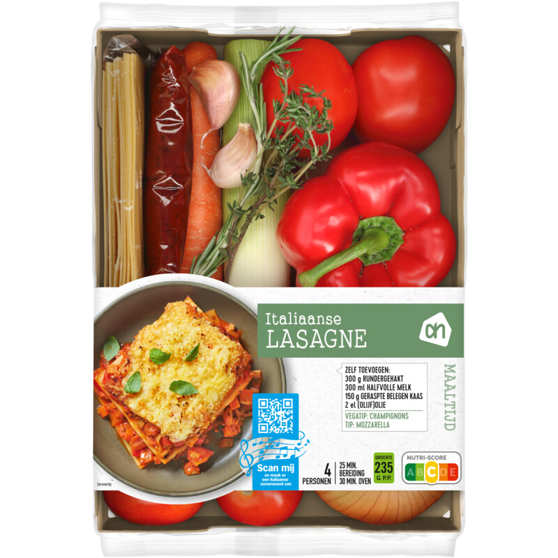 Een afbeelding van AH Italiaanse lasagne verspakket