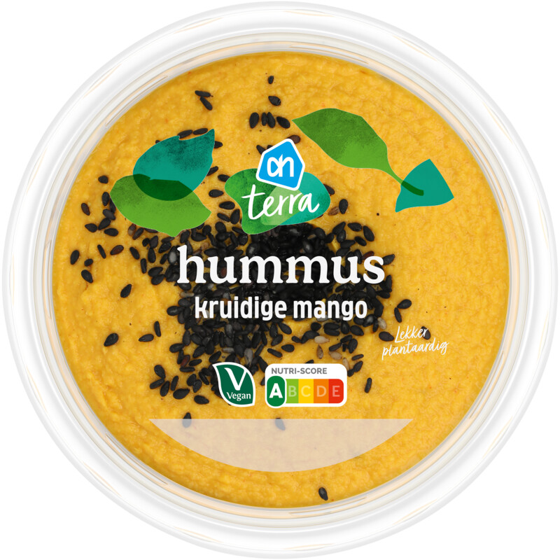 Een afbeelding van AH Terra Plantaardig hummus kruidige mango