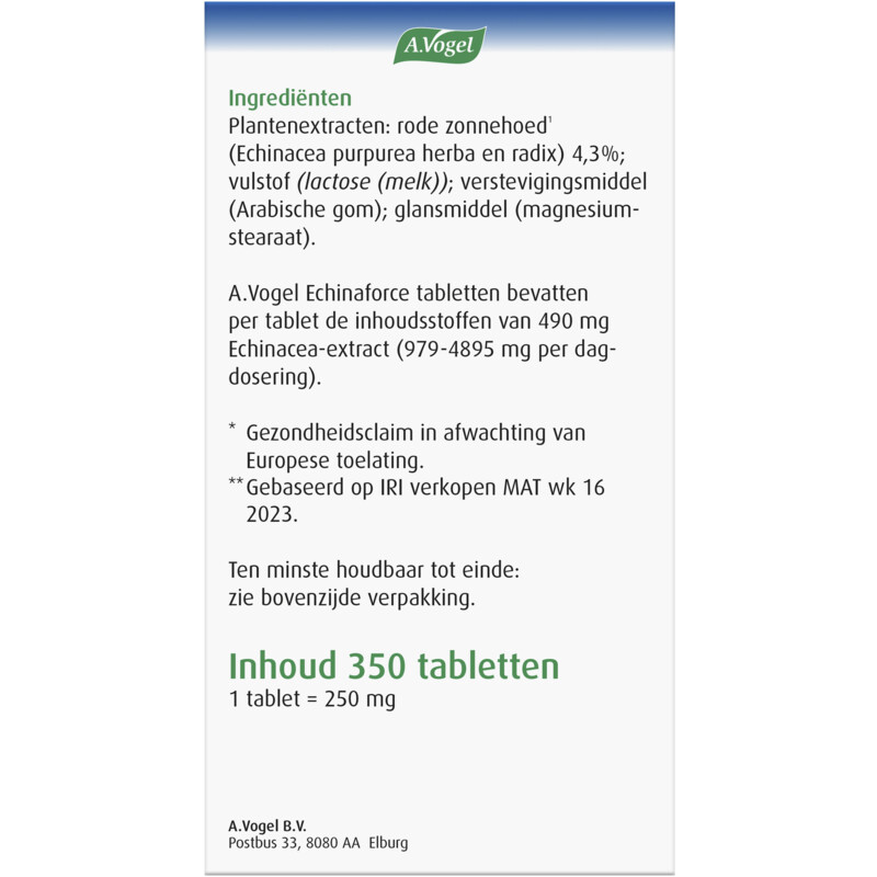 Een afbeelding van A.Vogel Echinaforce tabletten weerstand1*