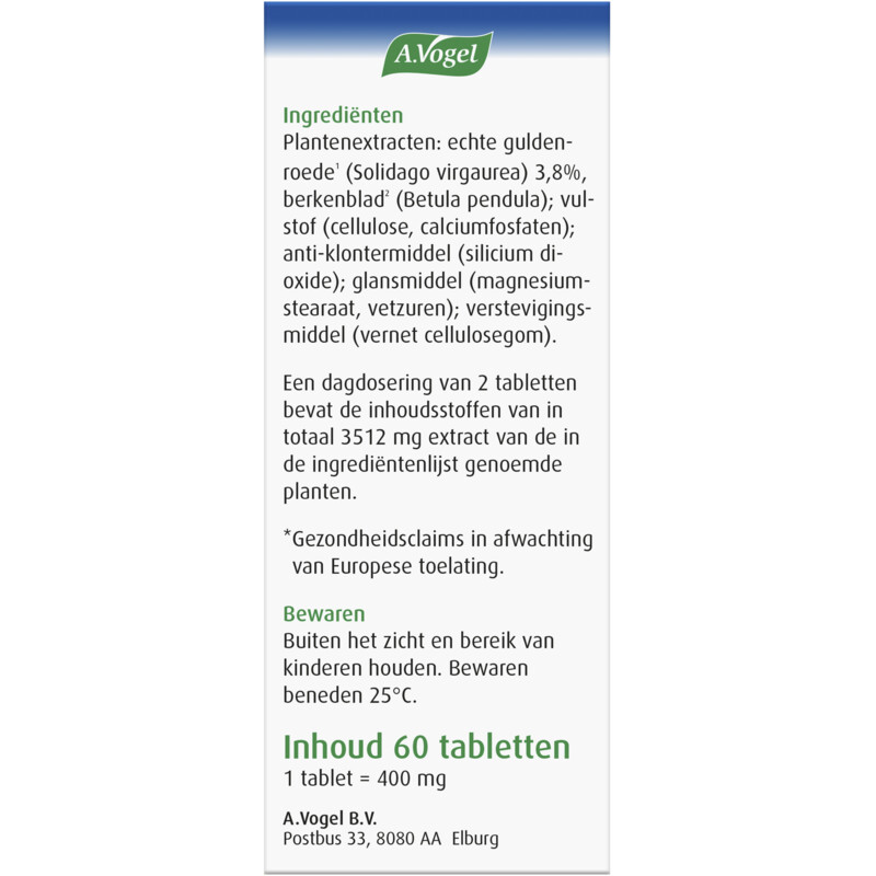 Een afbeelding van A.Vogel Solidago helpt bij goede vochtbalans1,2*