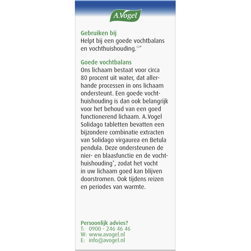 Een afbeelding van A.Vogel Solidago helpt bij goede vochtbalans1,2*