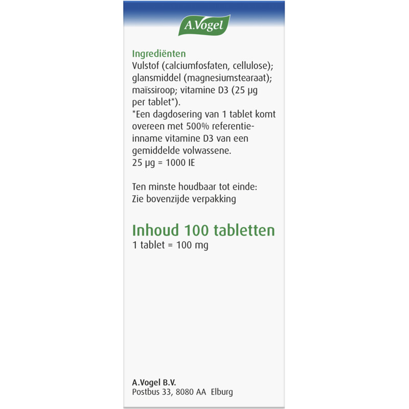 Een afbeelding van A.Vogel Vitamine d3 25 mcg tabletten plantaardig