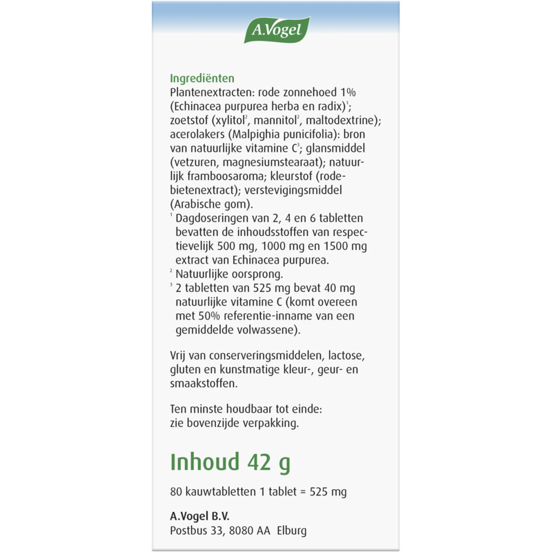Een afbeelding van A.Vogel Echinaforce junior + vitamine c kauwtab