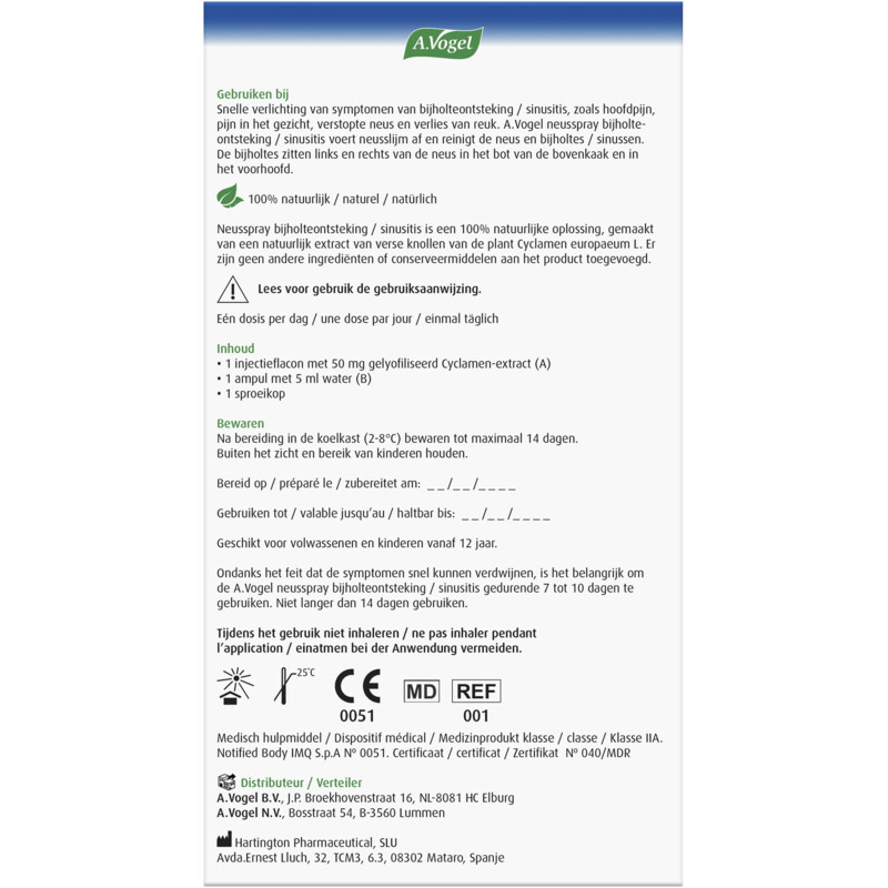 Een afbeelding van A.Vogel Neusspray bijholteontsteking