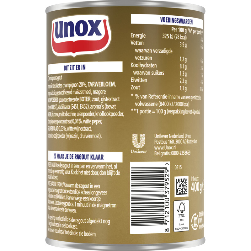 Een afbeelding van Unox Ragout champignon