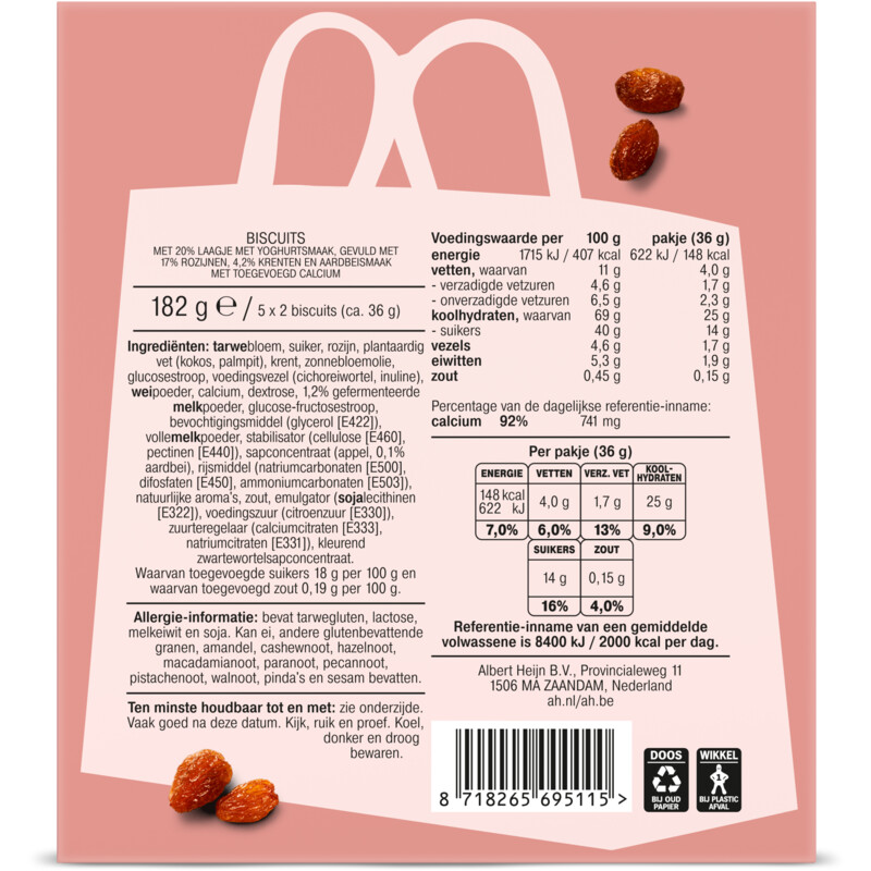 Een afbeelding van AH Fruitbiscuit yoghurt aardbeismaak