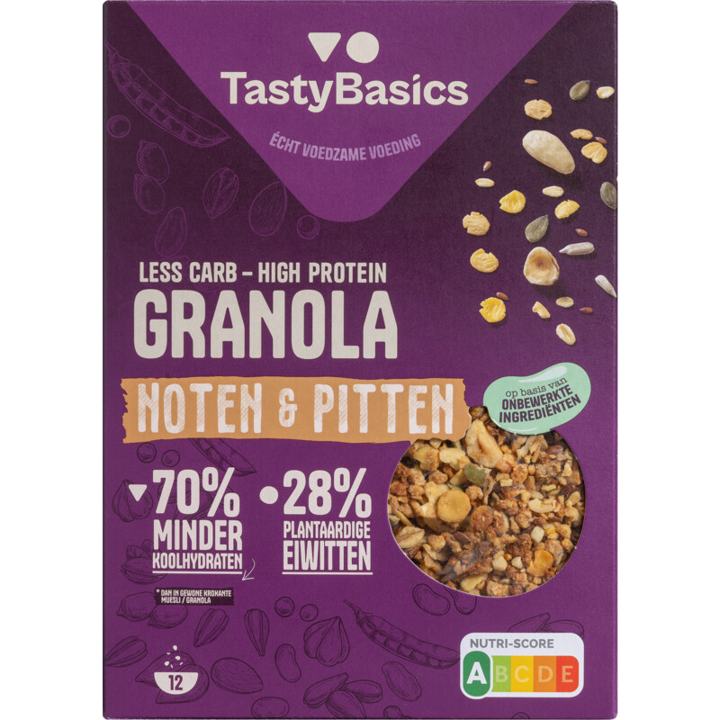 Een afbeelding van TastyBasics High Protein Granola Noten