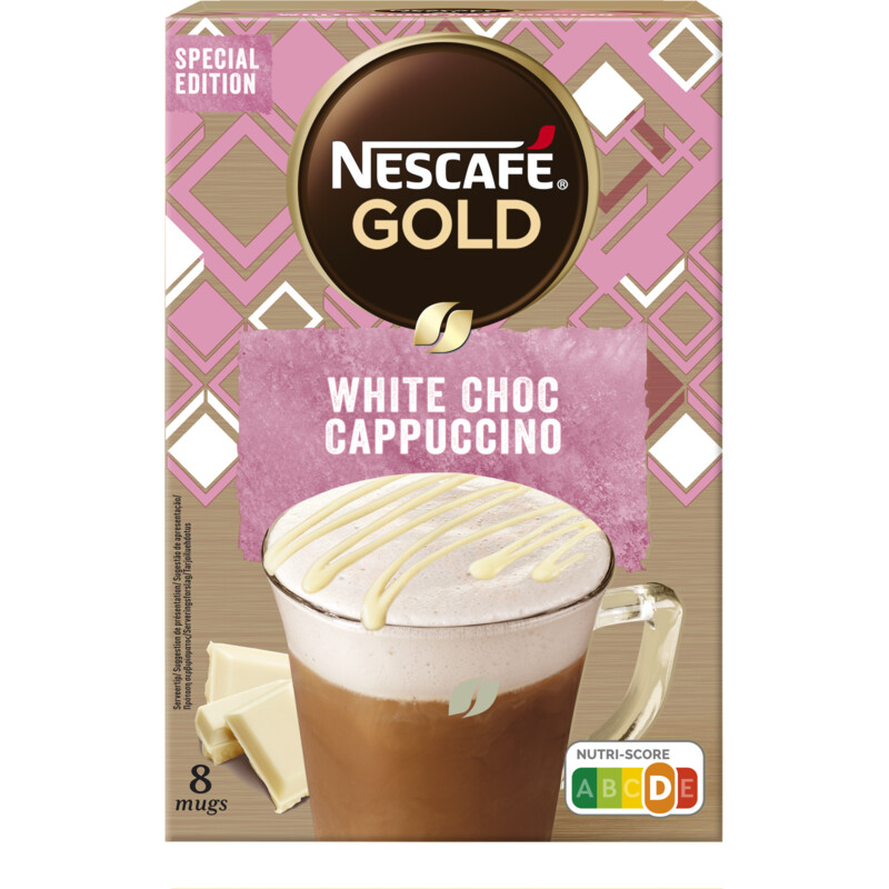 Een afbeelding van Nescafé White choco cappuccino oploskoffie