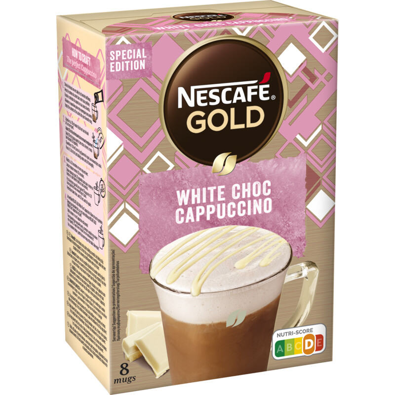 Een afbeelding van Nescafé White choco cappuccino oploskoffie