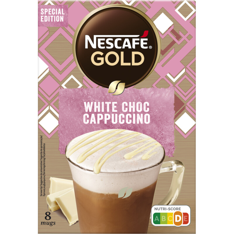 Een afbeelding van Nescafé White choco cappuccino oploskoffie
