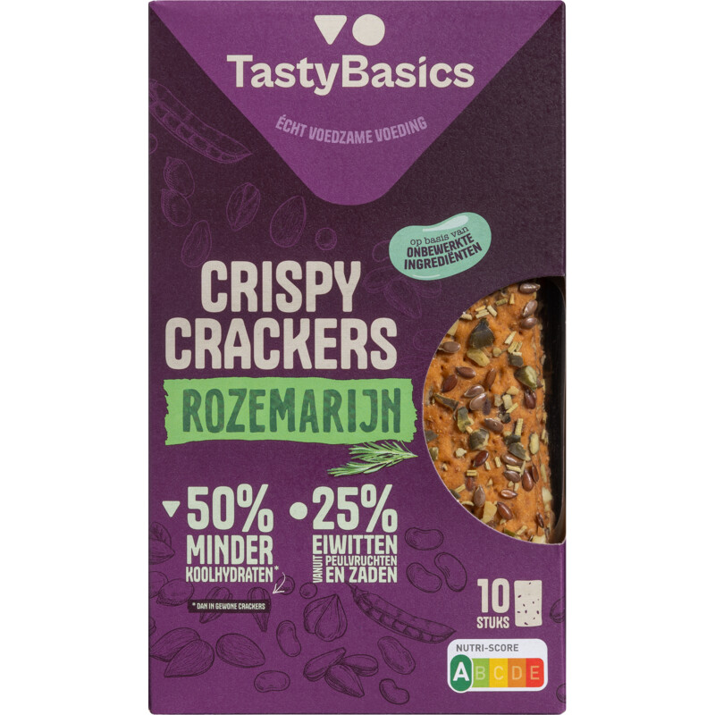 Een afbeelding van TastyBasics Crispy crackers rozemarijn