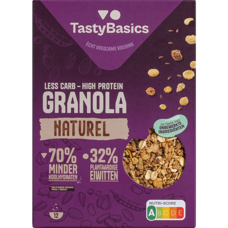 Een afbeelding van TastyBasics High Protein Granola Naturel