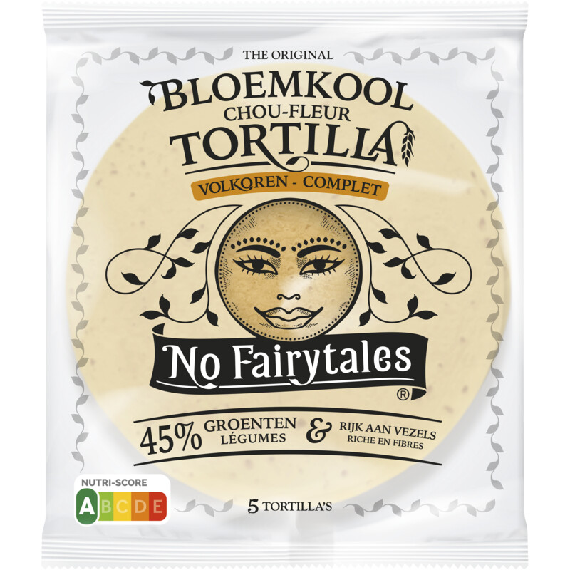 Een afbeelding van No Fairytales Bloemkool volkoren tortilla