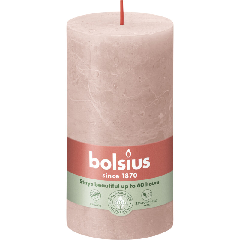 Een afbeelding van Bolsius Rustieke kaars 13cm misty pink