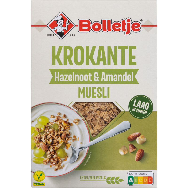 Een afbeelding van Bolletje Krokante hazelnoot & amandel muesli