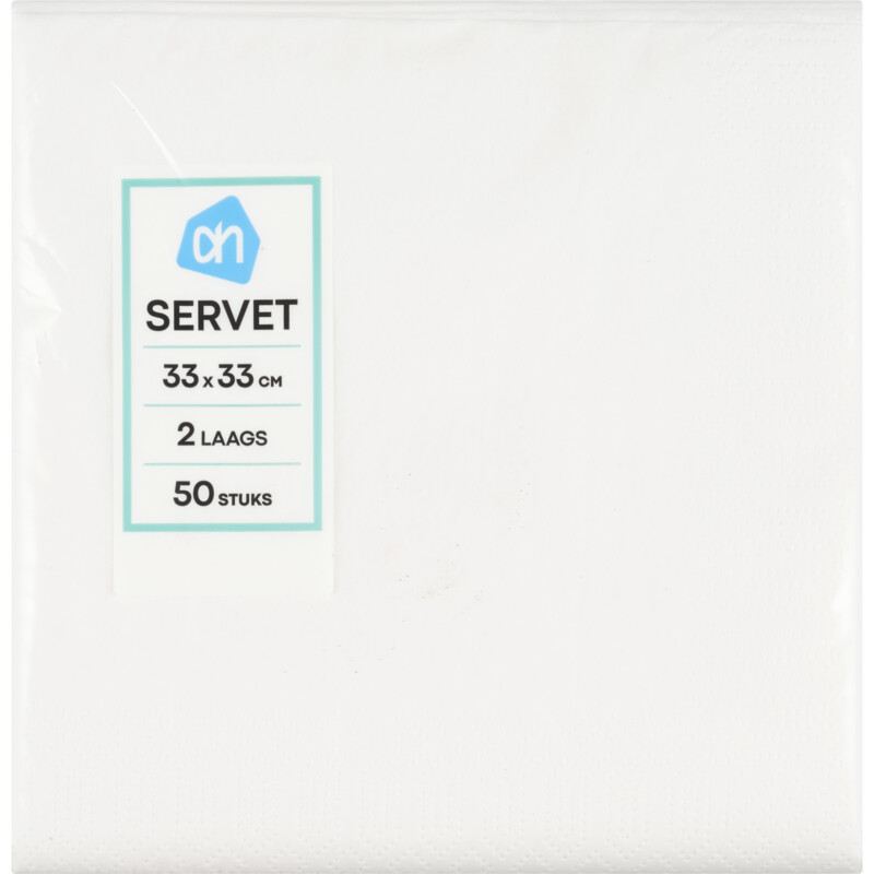 Een afbeelding van AH Servetten 2-laags 33x33 cm wit