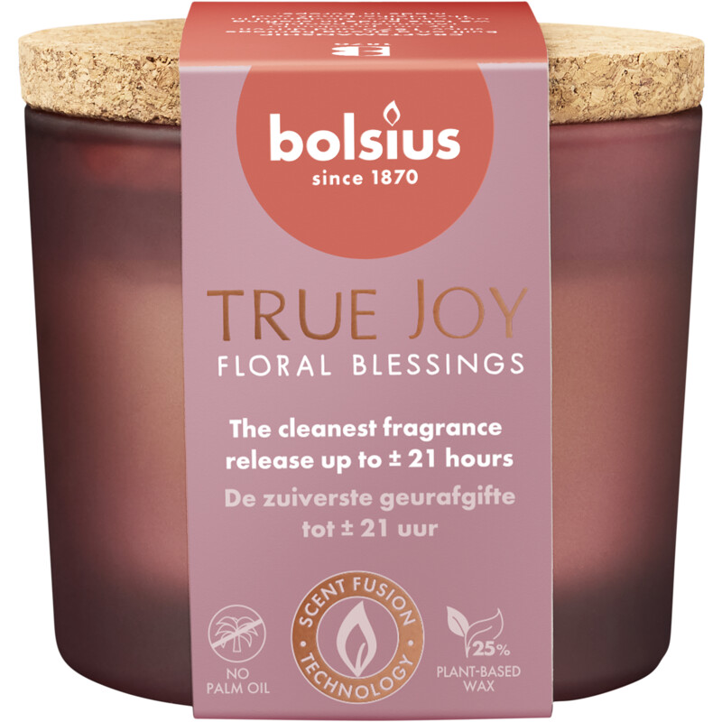 Een afbeelding van Bolsius True joy geurglas kurk floral blessings
