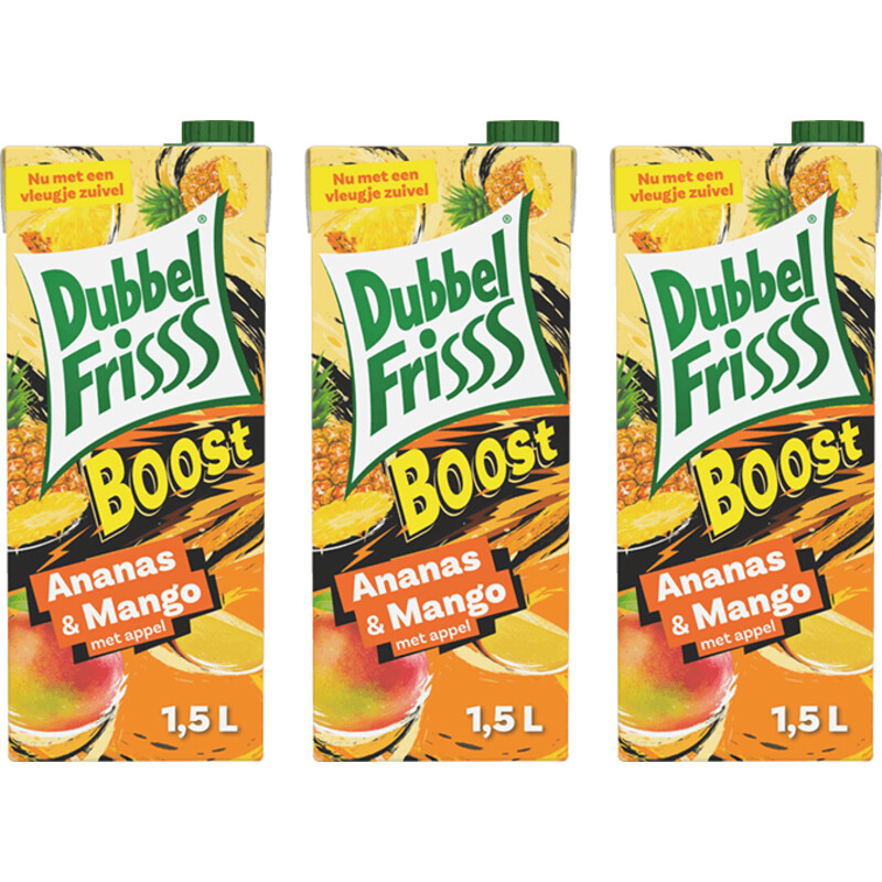 Een afbeelding van DubbelFrisss Boost Ananas-Mango 3-pack