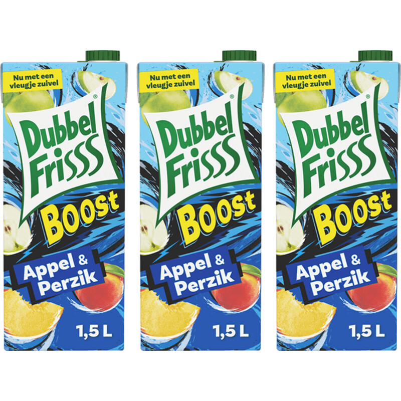 Een afbeelding van DubbelFrisss Boost Appel-Perzik 3-pack