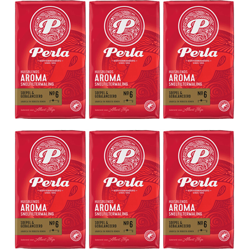 Een afbeelding van Perla Huisblends Aroma snelfiltermaling 6-pack